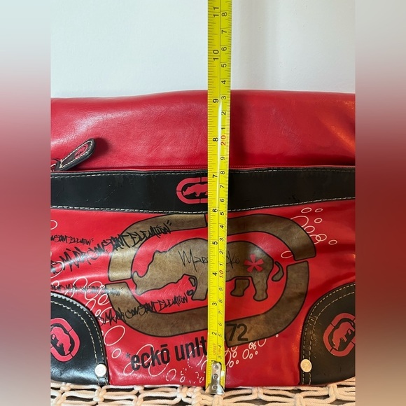 ECKO unltd RARE Marc ECKO Autograph Gold Rhino Red Crossbody Bag Vintage - Picture 12 of 17